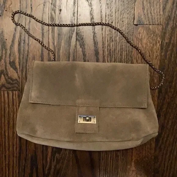 NWT Free People Slouchy Suede Chain Shoulder Bag Color: Burnt Bowen MSRP $58 - Picture 14 of 16